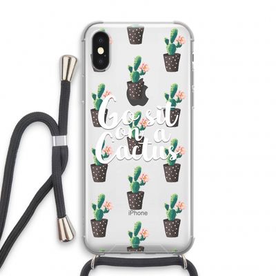 Cactus quote: iPhone X Transparant Hoesje met koord