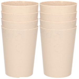 32x drinkbekers van afbreekbaar materiaal 500 ml in het eco-beige