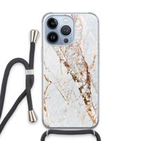 Goud marmer: iPhone 13 Pro Transparant Hoesje met koord