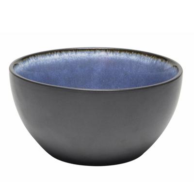 Kommetje/serveer schaaltje Samos - antraciet/blauw - 1x - 12 x 6 cm - keramiek - soepkommen