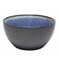 Kommetje/serveer schaaltje Samos - antraciet/blauw - 1x - 12 x 6 cm - keramiek - soepkommen