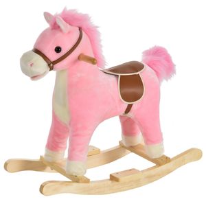 HOMCOM hobbelpaard voor kinderen baby schommeldier paard voor 36-72 maanden roze | Aosom Netherlands