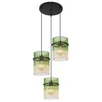 Globo Zwarte hanglampGorley met groen glas Ø 47cm - 15698-3HRG