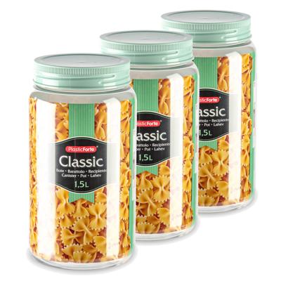 Plasticforte keuken voorraadpot - Set van 6x stuks - weckpot - mintgroen - 1.5 liter - kunststof