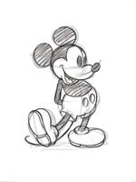 Kunstdruk Mickey Mouse Sketched Single 60x80cm