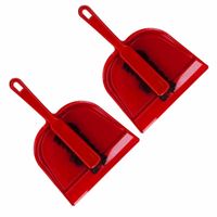 2x Kunststof stoffer en blik rood