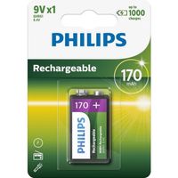 Philips 9VB1A17 - Oplaadbare 9V batterij - 1 stuk - thumbnail