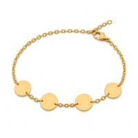 Gepersonaliseerde initialen muntjes armband - Stainless steel - Goud - 4 initialen