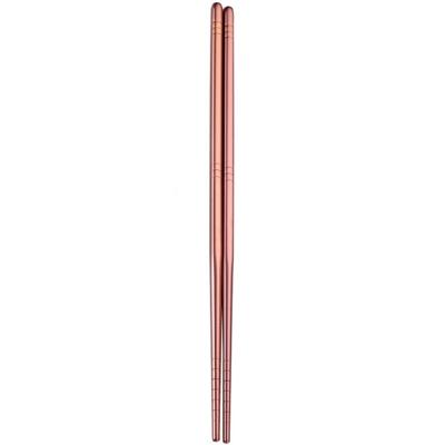 1 paar RVS servies kleurrijke herbruikbare metalen eetstokjes servies lengte: 23cm (Rose goud)