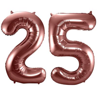 Folat Verjaardag Leeftijd folieballonnen - 25 jaar - rose goud - 86 cm - cijferballon groot