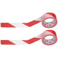 Afzetlint - 2x - rood/wit - 45 mm x 100 meter - polyethyleen - markeerlint - afzettape