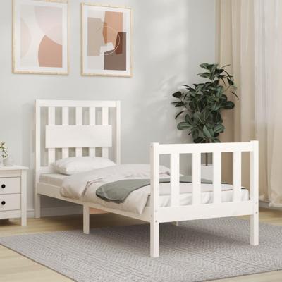 Bedframe met hoofdbord massief hout wit