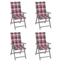 Tuinstoelen 4 st verstelbaar met kussens massief acaciahout