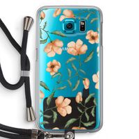 Peachy flowers: Samsung Galaxy S6 Transparant Hoesje met koord