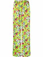 MSGM pantalon palazzo à fleurs - Vert