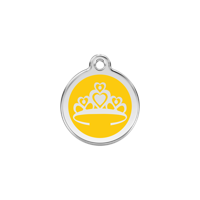 Crown Yellow roestvrijstalen hondenpenning small/klein dia. 2 cm - Reddingo