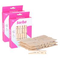 Sorbo wasknijpers hout - 72x stuks - knijpers / wasspelden - wasgoed ophangen