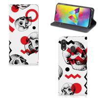 Mobiel BookCase Samsung Galaxy M20 Skull Red