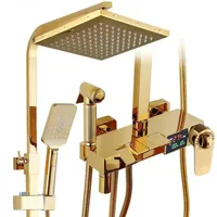 Thermostatische Doucheset - Geborsteld Goud | Messing & ABS | Verstelbare Hoogte | 20 Inch Vierkante Douchekop