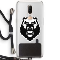 Angry Bear (white): OnePlus 6 Transparant Hoesje met koord