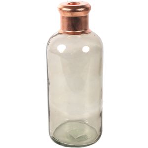 Bloemenvaas Firm Bottle - transparant beige/koper - glas - D11 x H27 cm