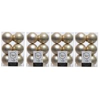 48x Kunststof kerstballen glanzend/mat licht parel/champagne 6 cm kerstboom versiering/decoratie - Kerstbal - thumbnail