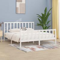 Bedframe massief hout wit 200x200 cm