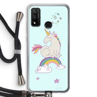 Regenboog eenhoorn: Huawei P Smart (2020) Transparant Hoesje met koord