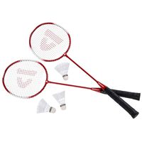 Badminton set rood met 3 shuttles en opbergtas 67 cm - thumbnail