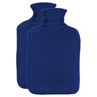 Warmwaterkruik - 2x - met fleecehoes - donkerblauw - 1,75L - kruik