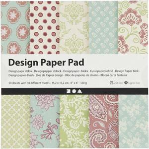 Creotime designpapier blok groen/paars 15,2 cm 50 vellen