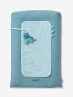 Personaliseerbaar verschoonkussen KLEINE DINO blauw