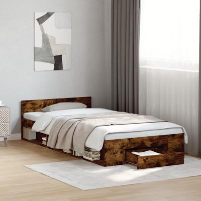 Bedframe met lade bewerkt hout gerookt eikenkleurig 90x190 cm