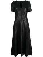 Dorothee Schumacher robe mi-longue en cuir à col v - Noir