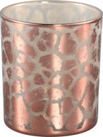 Diversen Ptmd windlicht desiree giraffeprint roze 10 cm