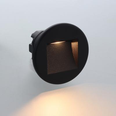Vince LED IP65 wand trapverlichting CCT 3Watt rond ZWART doorlusbaar voor WCD inbouwdoos