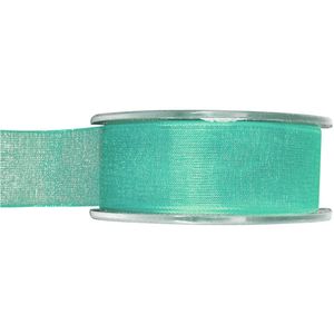 1x Hobby/decoratie mintgroene organza sierlinten 2,5 cm/25 mm x 20 meter