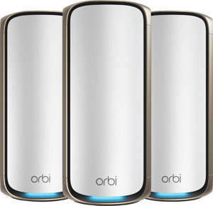 NETGEAR Orbi 970 Series Quad-Band WiFi 7, 3-Pack Quad-band (2.4 GHz / 5 GHz-1 / 5 GHz-2 / 6 GHz) Wi-Fi 6 (802.11ax) Grijs Intern
