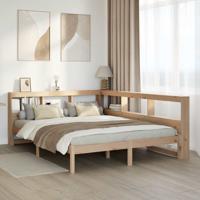 Bed met boekenkast zonder matras massief grenenhout 135x190 cm
