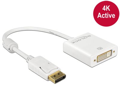 DeLOCK 62600 video kabel adapter 0,2 m DisplayPort 1.2 DVI-I 24+5 Wit
