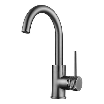 Wastafelkraan Wiesbaden Ribbd | Opbouw | Draaibare uitloop | Mengkraan | Hoog model | 1-hendel | Rond | Gunmetal PVD