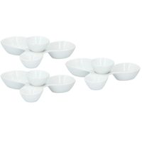 Set van 3x stuks snack/hapjes/borrelschalen met sausbakje 4-vaks 24 x 7 cm