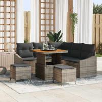 Tuinbankenset met kussen 8 pcs Grijs poly rattan