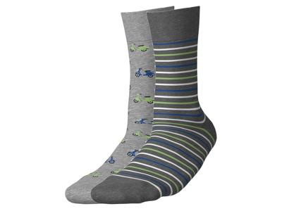 esmara 2 Paar sokken (Auto's/strepen, 43-46)