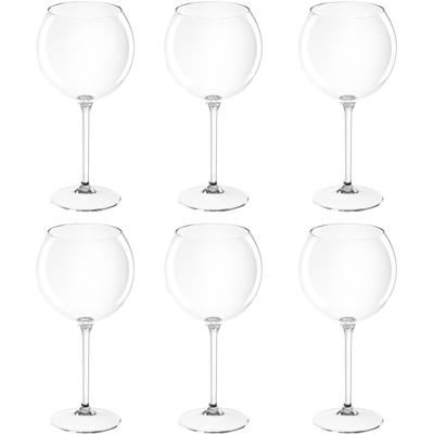 Rode wijn/gin tonic glas - Set van 8x stuks - 650 ml - transparant - onbreekbaar kunststof - ballon