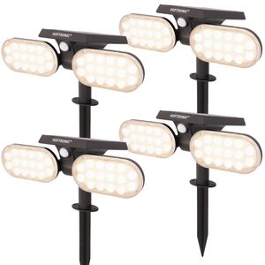 4x Solar LED Prikspot Pato PIR met bewegingssensor 3000K warm wit - Tuin spots, spots bodem buiten