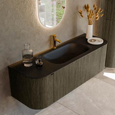 Badmeubel Mondiaz Kurve | 140 cm cm | Meubelkleur Shadow | Wastafelkleur Urban | Solid surface | Wasbak midden spoelbak | 1 kraangat