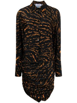 The Attico robe-chemise à motif abstrait - Noir