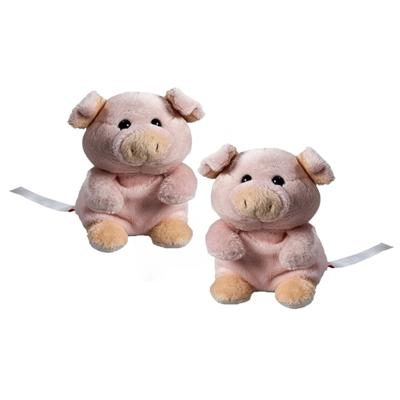 Schmoozies Knuffeldier varken/big - 4x stuks - Pluche - 11 cm - boerderij dieren knuffel