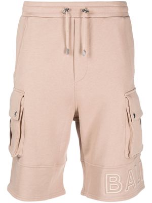 Balmain bermuda en coton à logo embossé - Marron